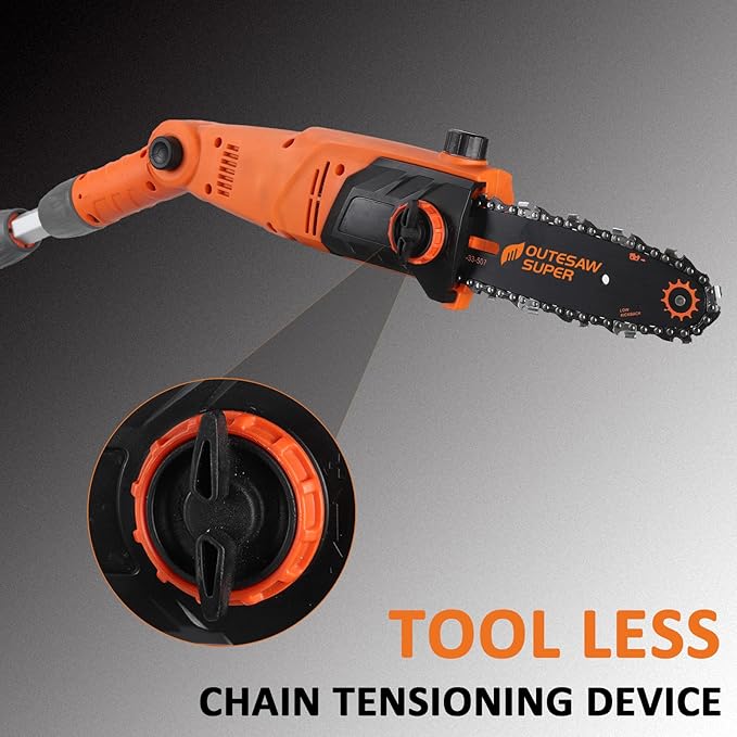 8-Inch Corded Electric Pole Saw 8-Amp Telescoping Power Pole Saw Auto Oiling Multi-Angle Pole Chainsaw for Tree Trimming Courtyard Household