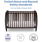 Delta Children Twinkle 4-in-1 Convertible Baby Crib, Sustainable New Zealand Wood, Dark Chocolate and Delta Children Twinkle Galaxy Dual Sided Recycled Fiber Core Crib and Toddler Mattress (Bundle)