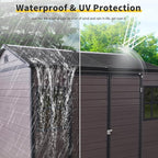 8x6 FT Outdoor Storage Shed, Resin Garden Shed with Thick Floor, Plastic Storage Shed with 2 Windows, Waterproof Outside Tool Shed with Lockable Hinged Doors for Backyard, Patio, Lawn, Brown