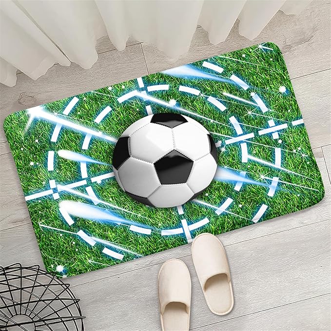 Football Rug for Boys Room - Soccer Rug for Boys Room Football Printed Rug for Kids Room Football Decor for Boys Bedroomsports Ball Doormat for Living Room Bedroom,2'×3'