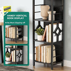 YITAHOME Narrow Bookshelf, 5-Tier Industrial Book Shelf Storage Rack, Display Shelves Stand Etagere for Small Spaces, Open Bookcase for Bedroom Living Room Bathroom Kitchen, Black