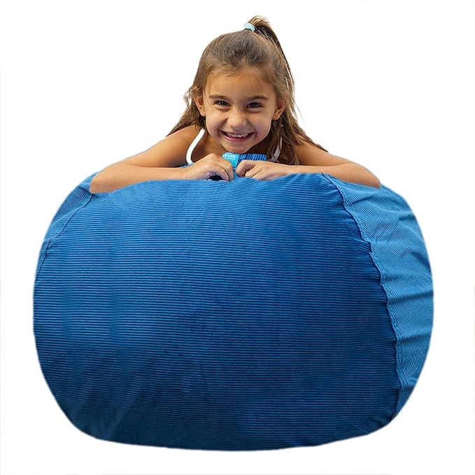 EMMandSOPHIE Stuffed Animal Storage Bean Bag Chair - Kids Bean Bag Chairs- Bean Bag Chair Kids- Beanbag Chairs for Kids and Teens-Stuffed Animal Holder- Stuffed Animal Bean Bag Storage