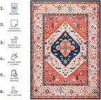 nuLOOM Carolyn Machine Washable Tribal Motif Ultra Thin Area Rug, 5' x 8', Rust