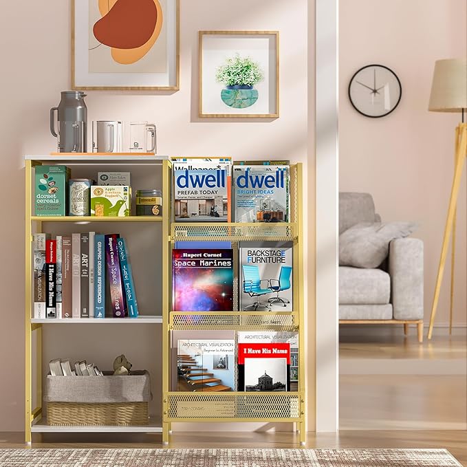 Vintage Bookshelf, Wooden Kids Bookshelf with 3-Tier Ladder Book Display Rack, Small Book Shelf Library Bookcase Storage Organizer, Short Wide Small Bookshelf Bookcase for HomeOffice