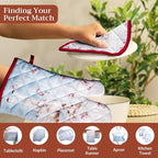 Maison d' Hermine Pot Holders 100% Cotton Potholders (8" x 8", Pack of 1) | Heat Resistant Hot Pads with Loop BBQ Cooking Baking Kitchen Handling Hot Pans Thanksgiving Christmas - Fairy Tale Forest