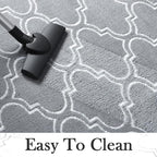 Chicrug Shag Geometric Modern Area Rug for Bedroom, 6x9 Feet Memory Foam Indoor Carpet, Fluffy Rug for Living room Bedside Room Decor for Family Girls Kids Nursery Play Mat, Grey/White