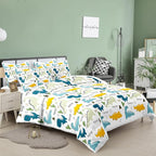 NINENINE Dinosaur Bedding Set for Kids,Queen Size Dinosaur Comforter Sets for kids boys,Blue Bedding Sets Cute Bed Set with 1 Comforter 2 Pillowcases