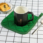 100% Cotton Kitchen Everyday Basic Terry Pot Holder Heat Resistant Coaster Potholder for Cooking and Baking Set of 5 Dark Green