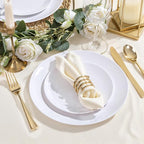 PULOTE 200 Pieces White Plastic Plates Disposable - Include 100PCS 10 inch Dinner & 100PCS 7 inch Dessert Plates, Ideal for Party & Wedding