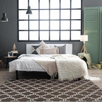 Chicrug Shag Geometric 7x10 Area Rug for Living Room, Large Modern Memory Foam Indoor Carpet, Fluffy Rug for Bedroom Bedside Room Decor for Family Girls Kids Nursery, Brown/White