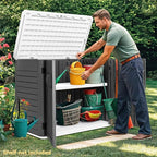 DWVO 35 Cu Ft Storage Shed with Unique X-Shaped Lockable Door, Outdoor Weatherproof Resin Shed Without Shelf for Waste Bins, Bicycles, Gardening & Lawn Equipment, Dark Gray