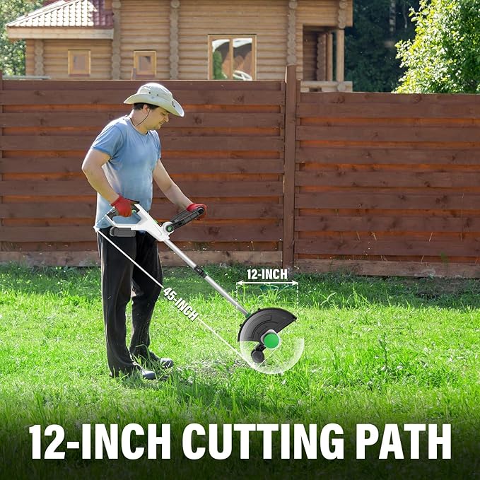 SOYUS Weed Wacker Battery Operated, 12 Inch String Trimmer Cordless, 20V Weed Wacker Electric with Battery and Charger, Lightweight Edger Trimmer with 8 Pcs Replacement Spool Trimmer Lines
