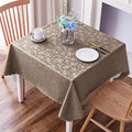 Smiry Square Waterproof Heavy Duty Vinyl Tablecloths, 54 x 54 Inch | Wipeable Washable Floral Embossed Table Cover for Kitchen and Dining Room, Indoor & Outdoor Use, Taupe