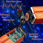 750W Pure Sine Wave Inverter, Car Power Inverter, 12V DC to 110V AC Power Converter, Emergency Power Inverter with Type-C, Dual 5.2V/2.4A USB, 3AC Outlets for Home,Camping, RV, Truck, Vehicles