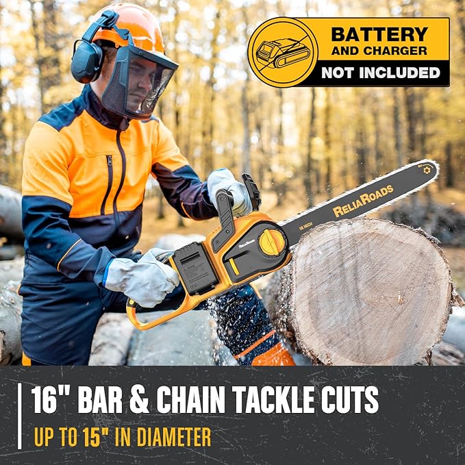 16-Inch Brushless Chainsaw, 40V (2 x 20V MAX) Cordless Battery Powered Chain Saw Compatible DeWALT Battery, Ideal for Wood/Tree Cutting, Pruning, Tool Only (Battery Not Included)