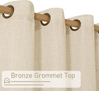 LAMIT Natural Linen Semi Sheer Curtains 63 Inch for Bedroom, Light Filtering Curtains Farmhouse Boho Bronze Grommet Drapes for Dining Room, 2 Panels (38 x 63 Inch, Linen)