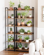 6-Tier Bookshelf, Narrow Bookcase with Open Shelves, Talll Book Shelf Coner Shelf for Living Room, Bedroom, Home Office, Study, Bathroom,11.5 x 15.7 x 72.6 Inches, Rustic Brown and Black