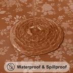 Smiry Rectangle Waterproof Heavy Duty Vinyl Tablecloths, 60 x 120 Inch | Wipeable Washable Floral Embossed Table Cover for Kitchen and Dining Room, Indoor & Outdoor Use, Caramel
