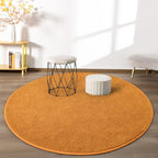 Round Area Rugs for Bedroom Living Room, 4x4 Orange Super Soft Comfy Thickened Memory-Foam Indoor Circle Carpets, Modern Aesthetic Minimalist Carpet for Boys Girls Adults Nursery Home Décor