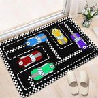 Car Rug Race Car Rug Car Track Rugs for Boys Race Track Carpet Race Car Track Rug Car Rug for Boys Room Car Rug Play Mat Car Carpet for Kids Rugs for Boys Bedroom,Black 2'×3'
