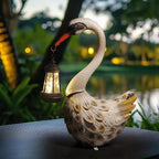 HONGLAND Solar Garden Statue Outdoor Swan Decor Bird Decor Lawn Ornament for Backyard Patio Porch Poolside（White）