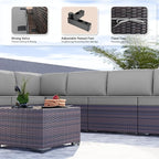 Kullavik 9PCS Outdoor Patio Furniture Set PE Wicker Rattan Sectional Sofa Patio Conversation Sets,Grey