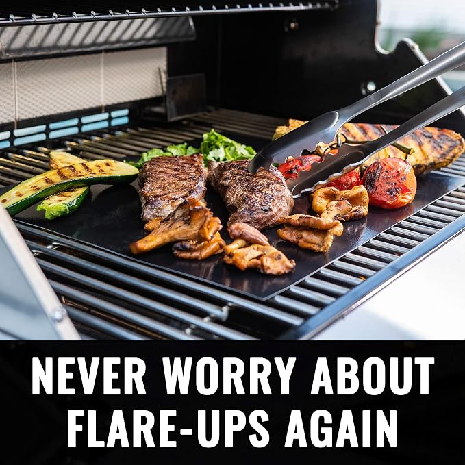 Grillaholics High-Temp Nonstick Grill Mats for Outdoor Grill - Set of 2 | Rated to 600ºF | Perfect for Searing | Reusable | Dishwasher Safe