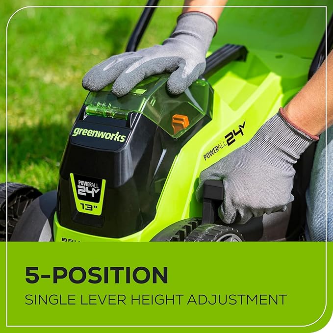 Greenworks 24V 13" Brushless Cordless (Push) Lawn Mower, 4.0Ah Battery and Charger Included