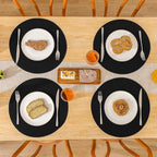 SHACOS Round Braided Placemats Set of 6 Cotton Polyester Heavy Duty 15 inch Round Table Mats Washable Heat Resistant Place Mats (Black, 6)