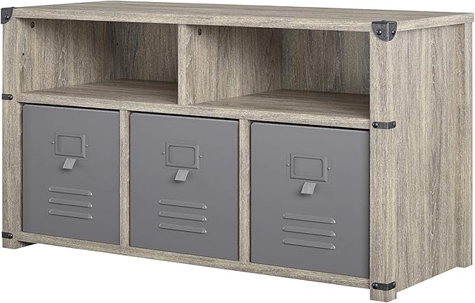 Little Seeds Nova Bedroom Grey Storage Bench, Gray Oak