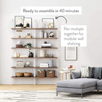 Nathan James Theo 6-Shelf Tall Bookcase, Wall Mount Bookshelf with Natural Wood Finish and Industrial Metal Frame, Rustic Oak/White