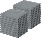 Homaxy 100% Cotton Waffle Weave Kitchen Dish Cloths 18-Pack, Grey | 12 x 12 Inches, Ultra Soft Absorbent Dish Towels, Quick Drying Dish Rags with Hanging Loop