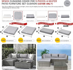 ClawsCover 9Pack Outdoor Seat and Back Cushions Replacement Covers Fit for 5 Pieces 4-Seater Wicker Rattan Patio Conversation Set Sectional Couch Furniture,Gray-Include Covers Only (Large)