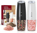 Rechargeable Salt And Pepper Grinder Set with LED Light, Automatic Electric Gravity Salt And Pepper Shakers Set, No Battery Needed, Adjustable Roughness, 2 Pack (Black&White)