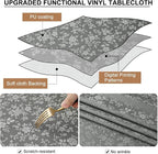 Smiry Rectangle Waterproof Heavy Duty Vinyl Tablecloths, 70 x 90 Inch | Wipeable Washable Floral Embossed Table Cover for Kitchen and Dining Room, Indoor & Outdoor Use, Grey
