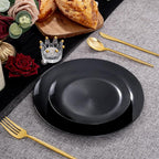 PULOTE 200PCS Black Plastic Plates - Heavy Duty Black Disposable Include 100 Each (10 inch Dinner & 7 inch Dessert) Plates, Disposable for Party, Birthday & New Year