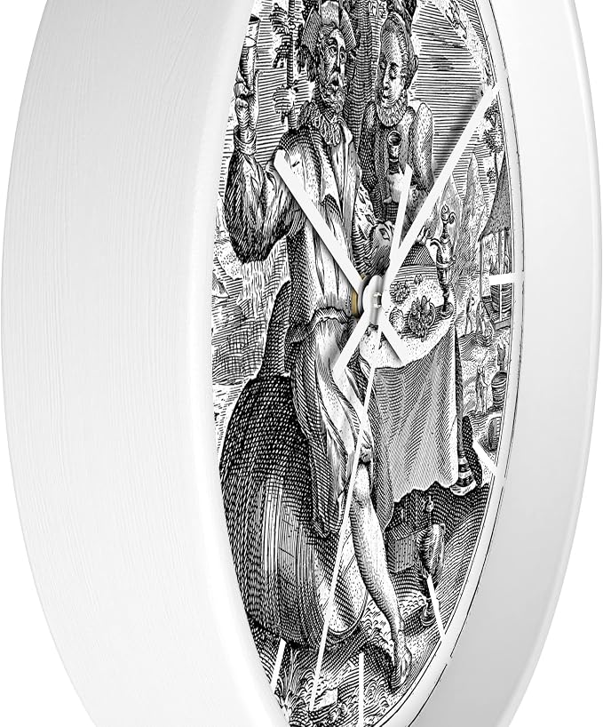 Mozingo ~ Wine Clock for Kitchen Bar Wall It's Wine O'clock Silent Time Gift Home Decor Made In USA, 10" (Hour Marks - Lines, Clock Frame Color - White, Wine Theme #02)