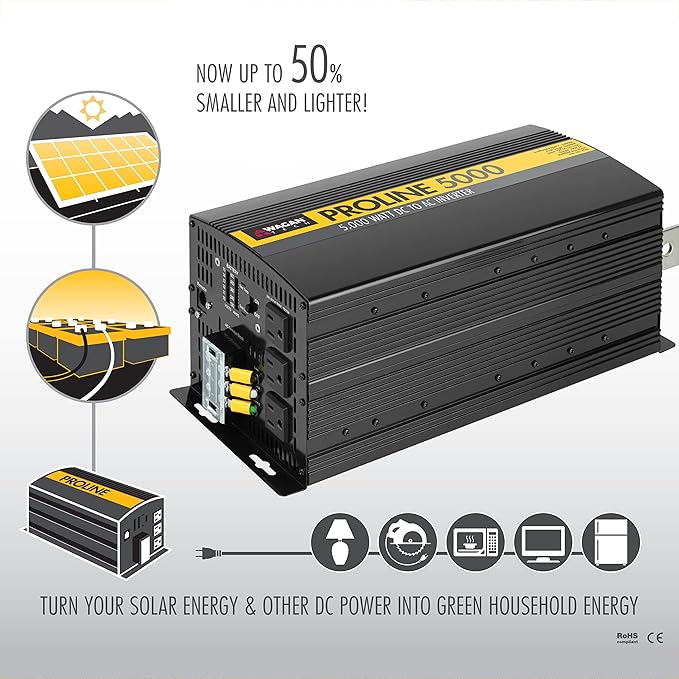Wagan EL3742-4 24V 3000 Watt Power Inverter with Remote Control 6000 Watt Surge Peak Power Converter for Home RV Camping Van Life Off Grid
