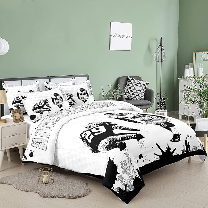 Bodhi Football Comforter Set King for Boys Kids American Football Bedding Set Sport Football Player Comforter,American Football Comforter with Pillowcase,King Size #4002