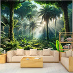 BSFHH Nature Tapestry Forest Tree Sea Cave Wall Hanging, Stream Through Rainforest Landscape Wall Art Tapestry for Bedroom Living room (Rainforest, 59" × 51", Unframed)