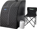 Durasage Lightweight Portable Personal Steam Sauna Spa for Relaxation at Home, 60 Minute Timer, 800 Watt Steam Generator, Chair Included (Black)