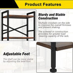 4 Tier Book Shelf, Small Bookshelf Storage Organizer, Tall Narrow Bookcase with Storage Shelves, Wooden Industrial Office Shelves for Bedroom, Living Room, Rustic Brown