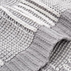 Amélie Home Chenille Knit Throw Blanket for Couch, Checkered Texture Decorative Soft Blanket for Sofa, Bed & Living Room, 50"x60", Grey & White