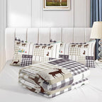 Datura home Happy Camper Comforter Set Rustic Lodge and Camper Deer Printed Quilt Bedding Set with 1 Comforter and 2 Pillowcases for Boys and Girls Bedroom All Season(Camper Queen)