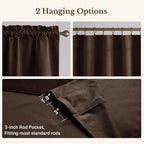 Brown Valance for Windows 52x18 Inch 1 Panel | Solid Velvet Wavy Kitchen Curtains for Small Window, Autumn Traditional Home Decor Window Treatment for Living Room