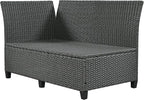 5 Piece Outdoor Furniture Patio Conversation with Dining Table&Bench, Sectional PE Wicker L-Shaped Sofa w/2 Extendable SideTable&Cushions&Washable Covers, Garden Rattan Couch, Gray