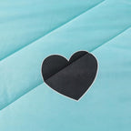 Love Pattern Girls Comforter Set Queen Size, Sky Blue Cute Love Heart Print Comforter Bedding Set for All Seasons, Geometric Soft Microfiber 3 Pieces Comforter Set with Pillowcases