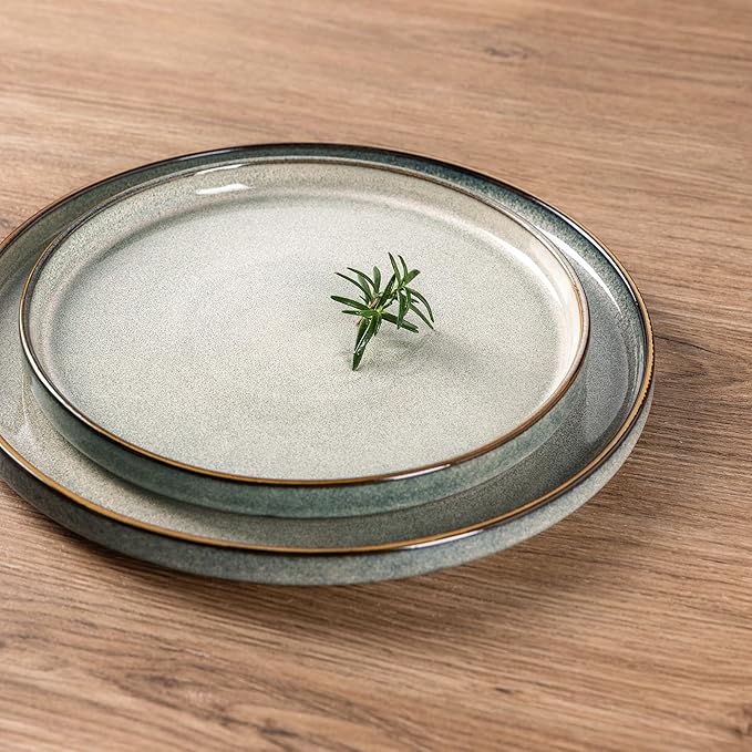 GBHOME Ceramic Dinnerware Sets for 4, 12 Pieces Stoneware Plates and Bowls Sets, Reactive Glaze Dishes -Scratch Resistant, Dishwasher&Microwave Safe