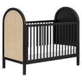 babyletto Bondi Cane 3-in-1 Convertible Crib with Toddler Bed Conversion Kit in Black with Natural Cane, Greenguard Gold Certified