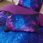 NINENINE Galaxy Bedding 5PCS Twin Size Comforter Sets for Girls Purple Bedding Set Bed in a Bag Space Bedding Set(1Comforter, 1Flat Sheet, 1Fitted Sheet, 2Pillowcases)…